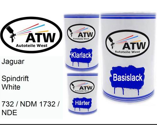 Jaguar, Spindrift White, 732 / NDM 1732 / NDE: 500ml Lackdose + 500ml Klarlack + 250ml Härter - Set, von ATW Autoteile West.